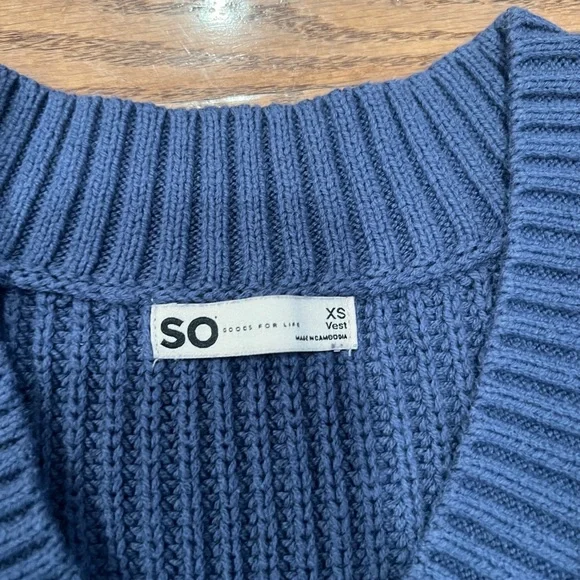 SO Women's Blue Knit Top and Wide Leg Pants Set - Picture 4 of 4